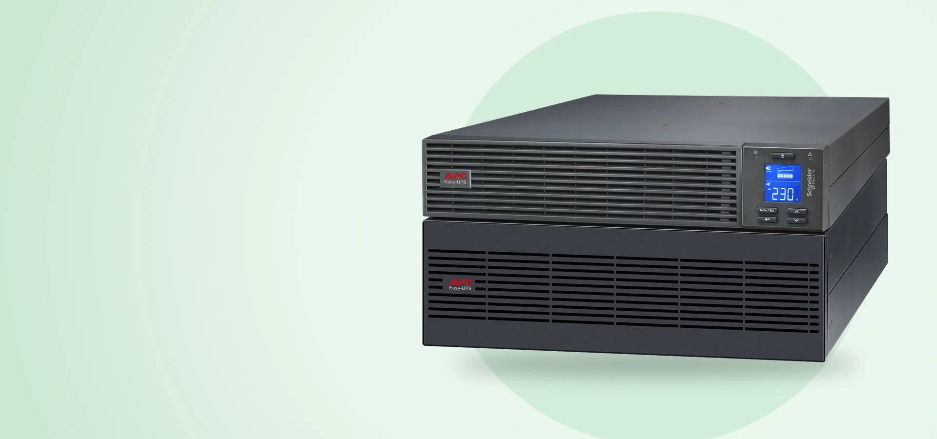 UPS APC Easy UPS SRV de 10 kVA para rack de 5U, con su paquete de baterías externo