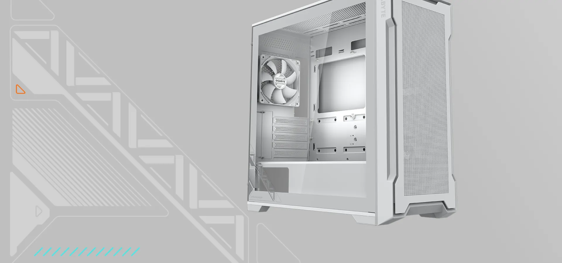 Gabinete Gigabyte C102 Glass Ice blanco con panel lateral de vidrio templado