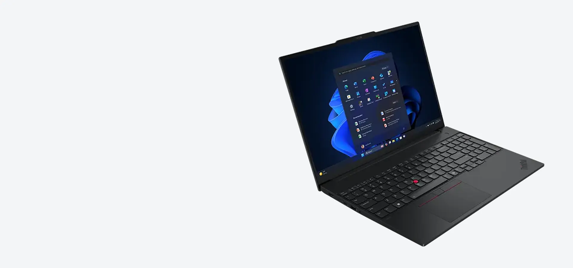 Notebook Lenovo ThinkPad E16 Gen 3 de 16 pulgadas con procesador Intel Core Ultra, vista abierta