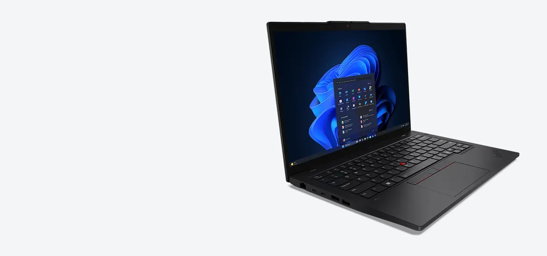 Notebook Lenovo ThinkPad L14 Gen 6 de 14 pulgadas con procesador Intel Core Ultra, vista abierta