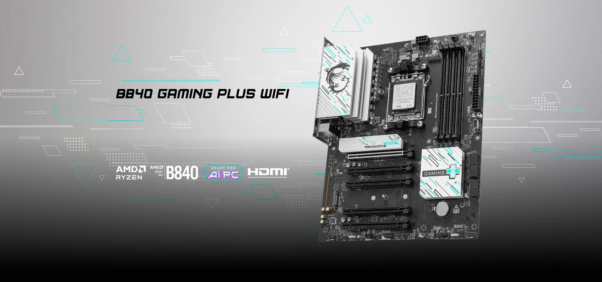 Motherboard MSI B840 GAMING PLUS WIFI ATX para procesadores AMD Ryzen en socket AM5