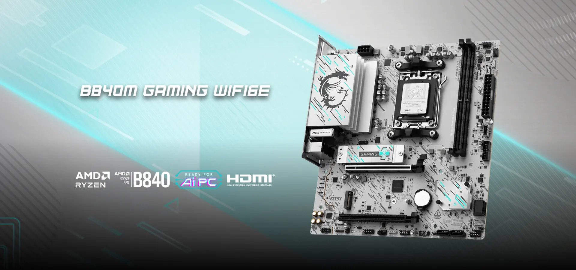 Motherboard MSI B840M GAMING WIFI6E mATX para procesadores AMD Ryzen en socket AM5