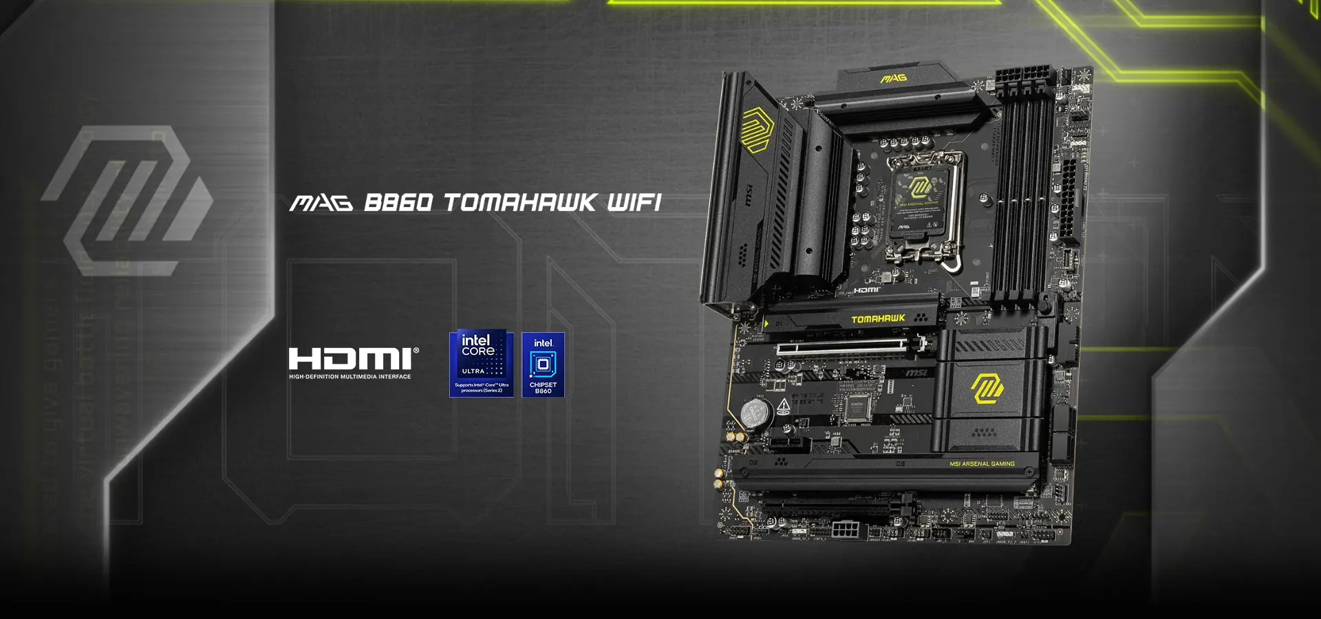 Motherboard MSI MAG B860 TOMAHAWK WIFI para procesadores Intel Core Ultra (Serie 2) en socket LGA 1851
