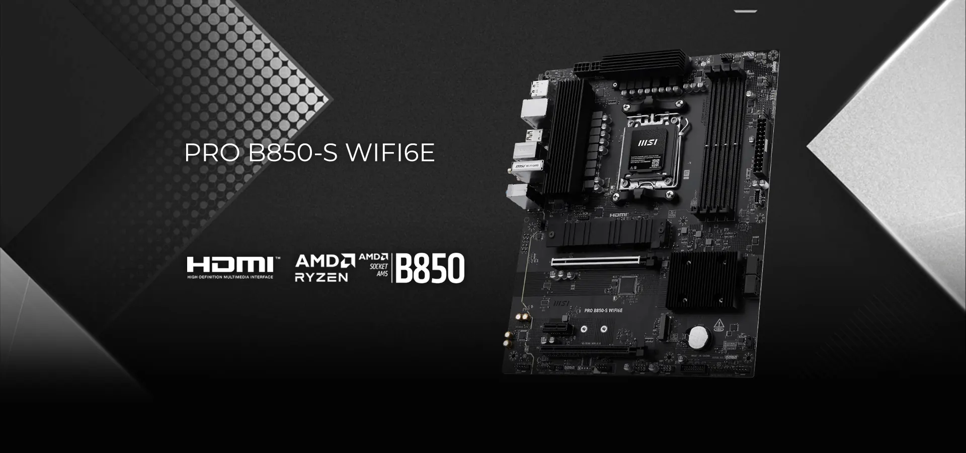 Motherboard MSI PRO B850-S WIFI6E negra para procesadores AMD Ryzen en socket AM5