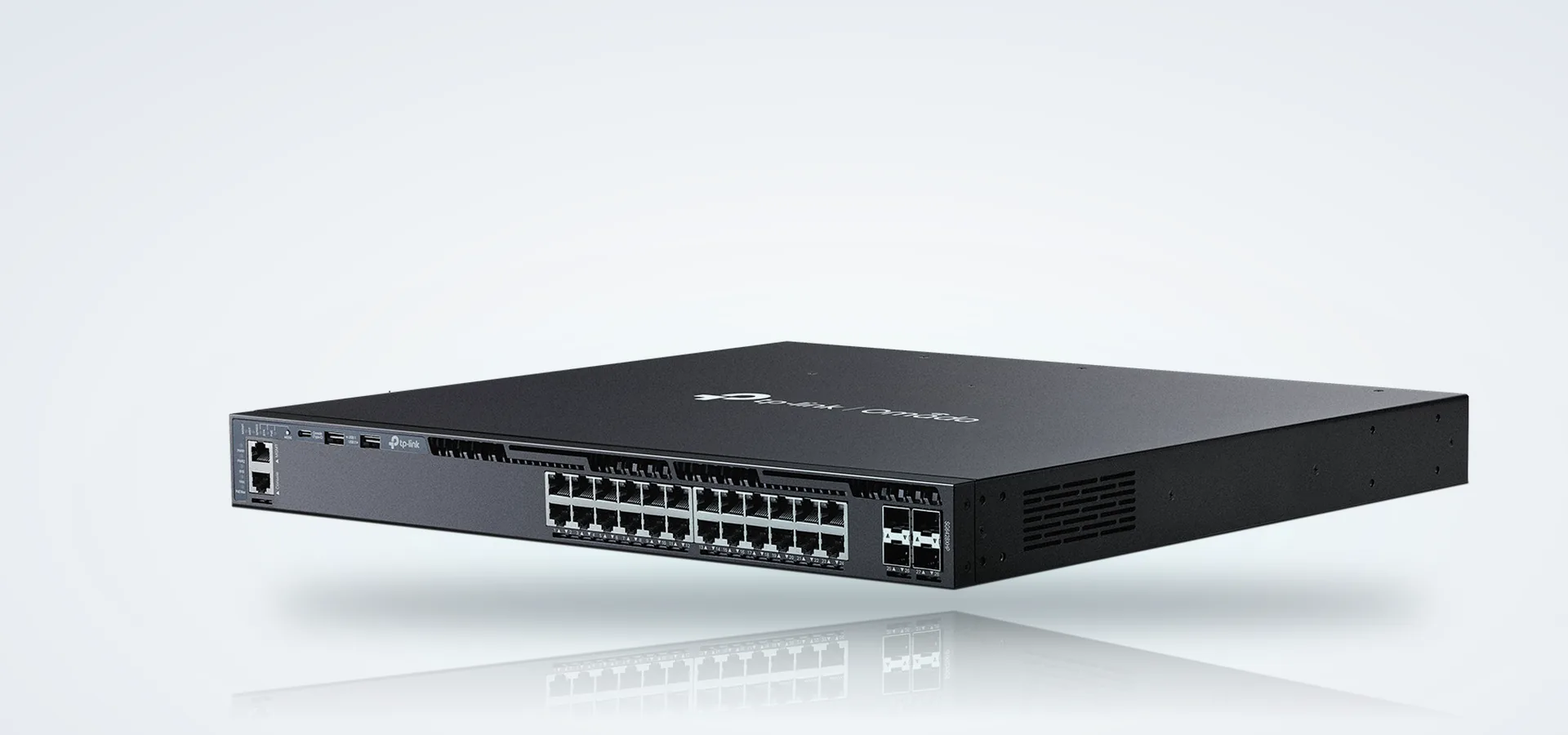 Switch Omada SG6428XHP L3 administrable de 24 puertos Gigabit PoE+ con 4 ranuras SFP+ de 10G