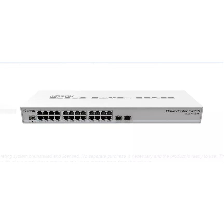Switch Mikrotik CRS326-24G-2S+RM sin Fuente 24 Puertos Giga + 2SFP 1GB para Rack