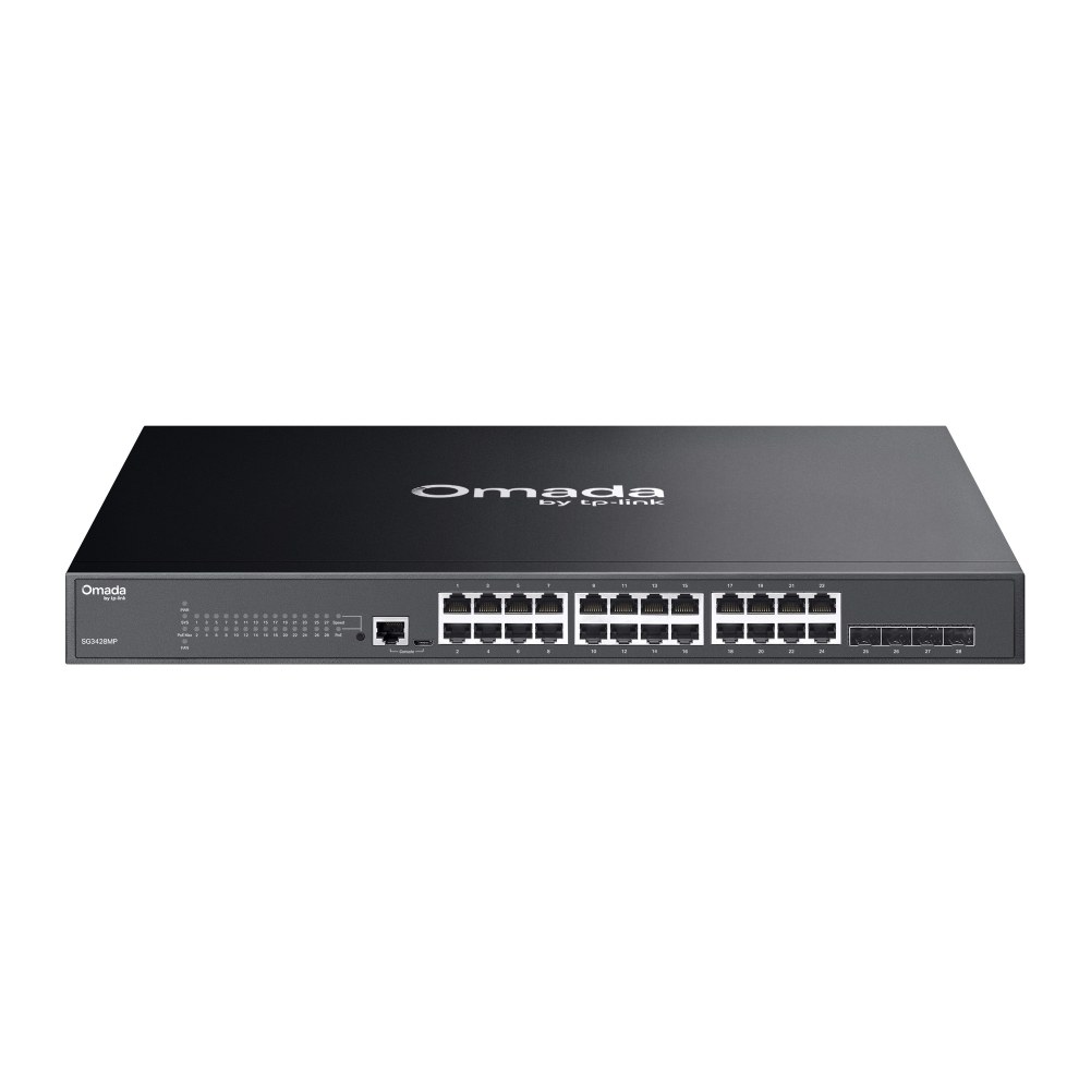 TP-Link Omada SG3428MP dispositivo de red Administrado L2+ Gigabit Ethernet (10/100/1000) Energía sobre Ethernet (PoE) 1U Negro. Omada 28-Port Gigabit L2+ Managed Switch with 24-Port PoE+ TP-Link Omada SG3428MP dispositivo de red Administrado L2+ Gigabit Ethernet (10/100/1000) Energía sobre Ethernet (PoE) 1U Negro. Omada 28-Port Gigabit L2+ Managed Switch with 24-Port PoE+
